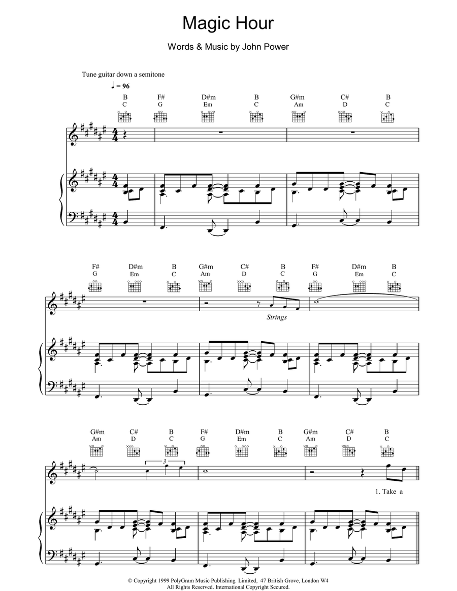 Magic Hour Magic Hour Piano, Vocal, Guitar scores gallery preview page 1