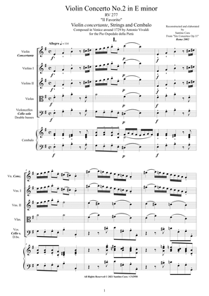 Book cover for Vivaldi - Violin Concerto No.2 in E minor 'Il Favorito' RV 277 Op.11 for Violin, Strings and Cembalo