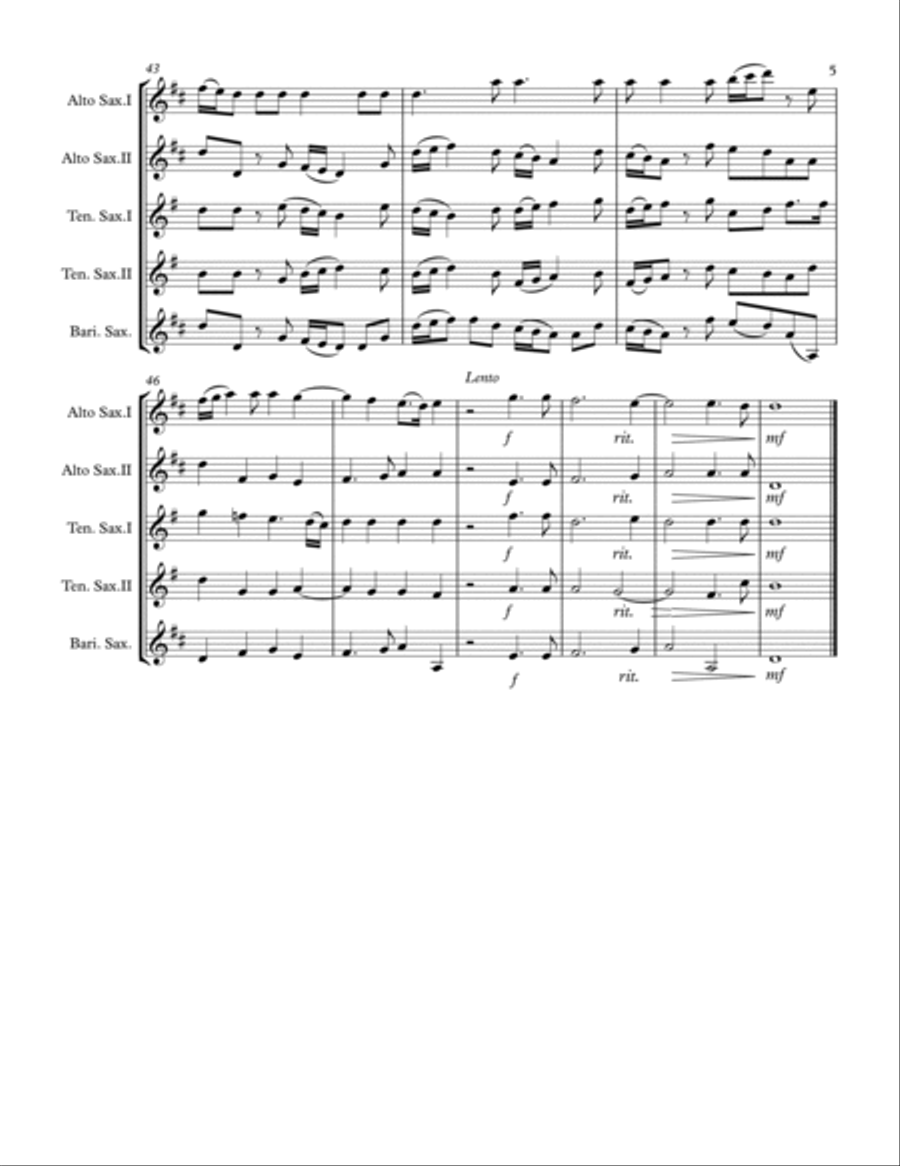 Handel – His Yoke is Easy from Messiah (for Saxophone Quintet AATTB) Saxophone Quintet scores gallery preview page 6