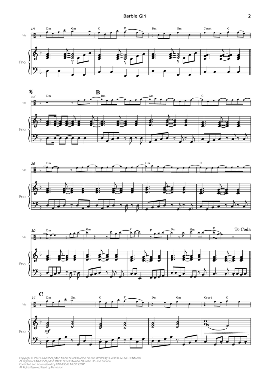 Barbie Girl Viola scores gallery preview page 4