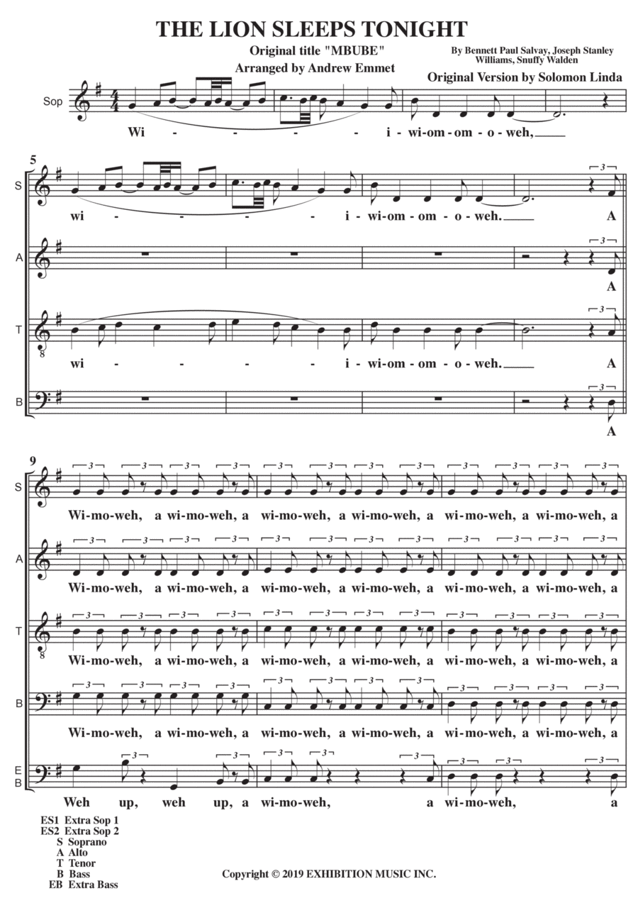 The Lion Sleeps Tonight Divisi scores gallery preview page 1
