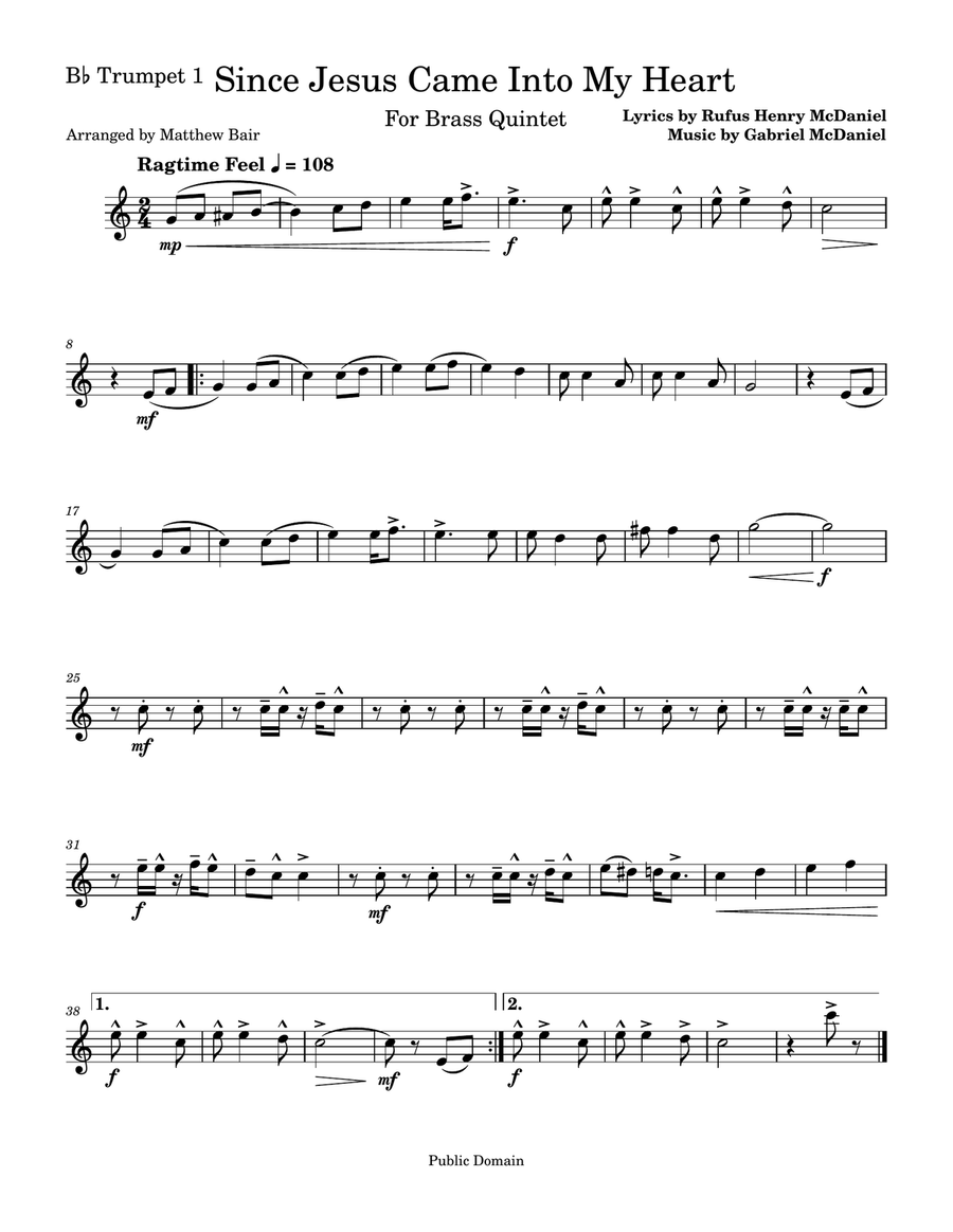 Since Jesus Came Into My Heart Brass Quintet scores gallery preview page 3