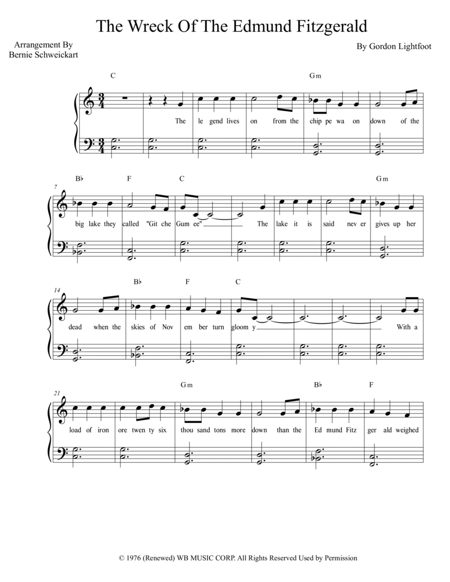 The Wreck Of The Edmund Fitzgerald A Cappella scores gallery preview page 1
