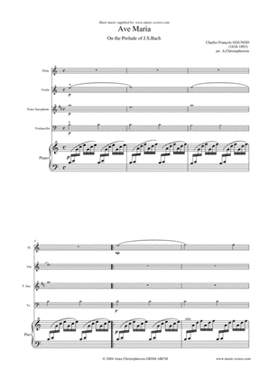 Ave Maria - Flute, Violin, Tenor Sax, Cello and Piano - C major