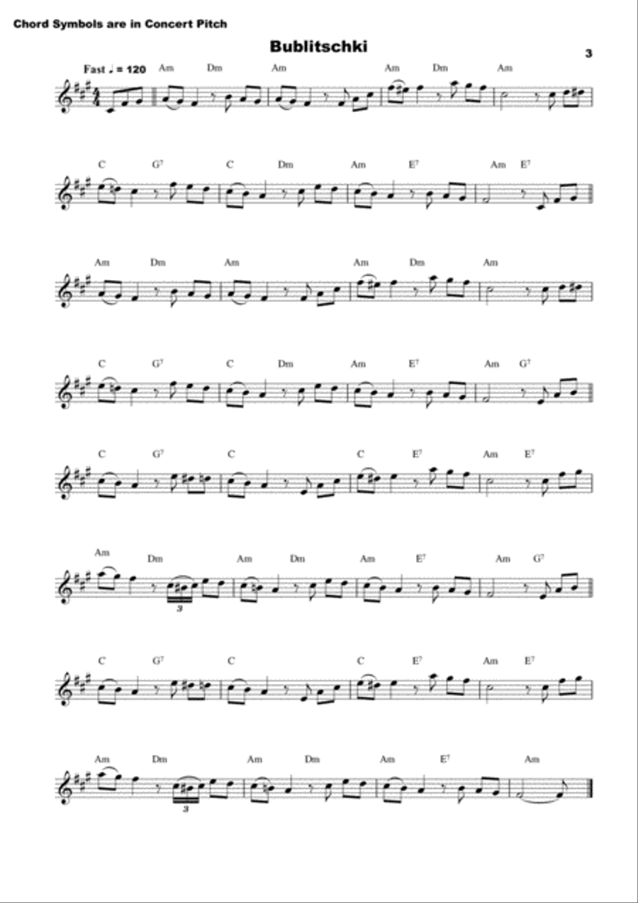 25 Klezmer Tunes for Alto Saxophone Alto Saxophone scores gallery preview page 3