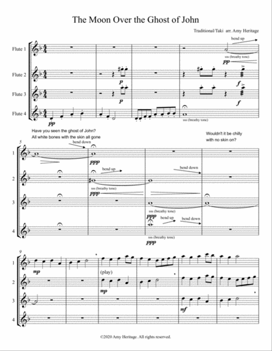 The Moon Over the Ghost of John Woodwind Quartet scores gallery preview page 1