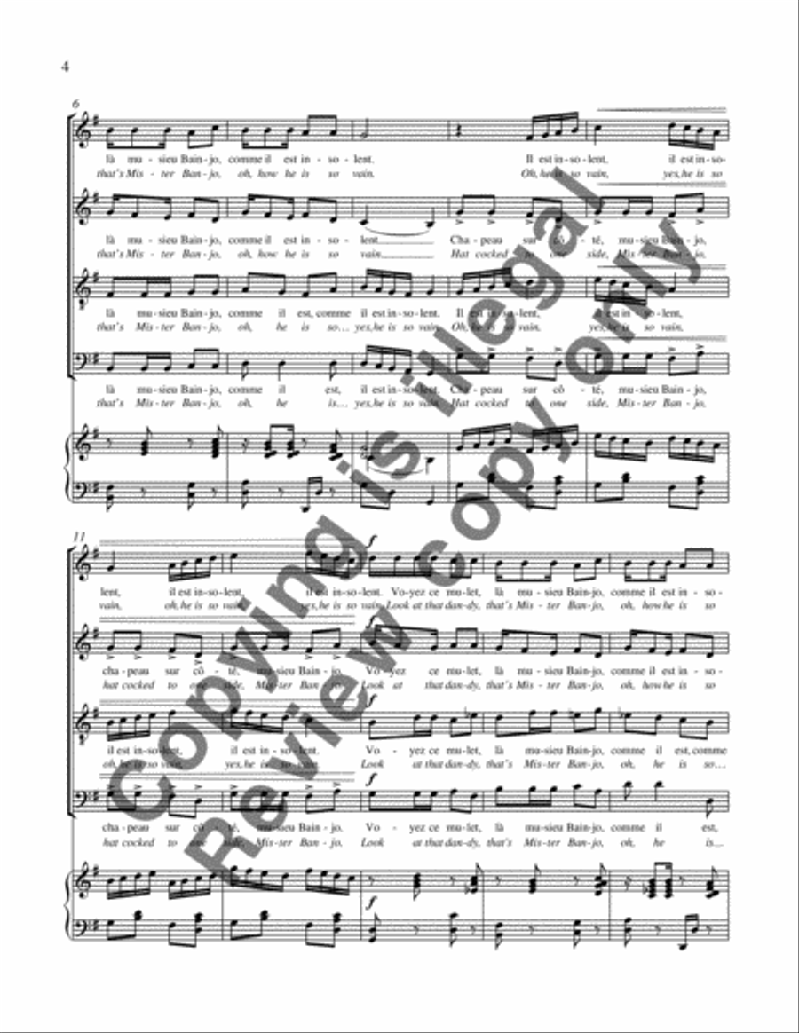Four Louisiana Creole Folk Songs: 2. Musieu Bainjo 4-Part scores gallery preview page 8