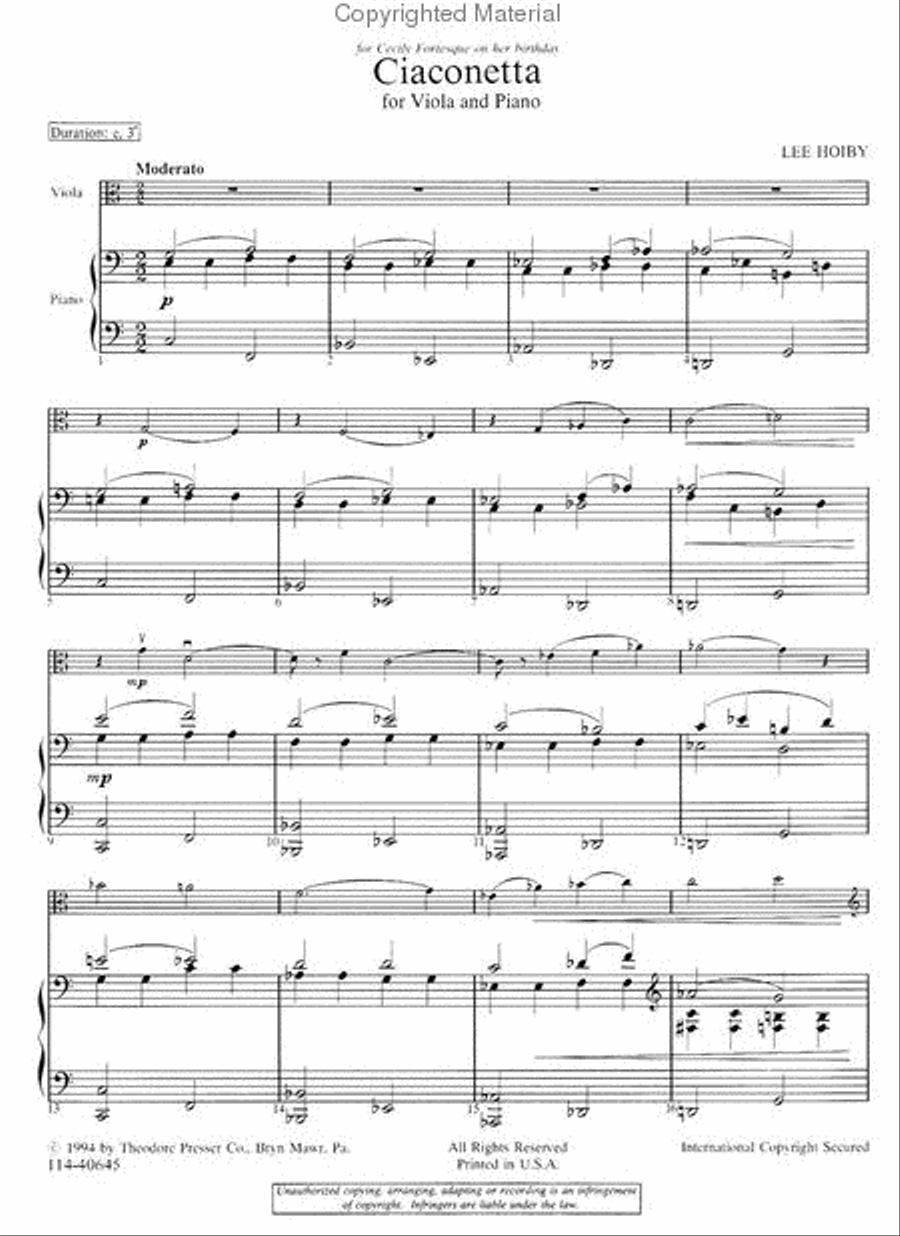 Ciaconetta Chamber Music scores gallery preview page 2