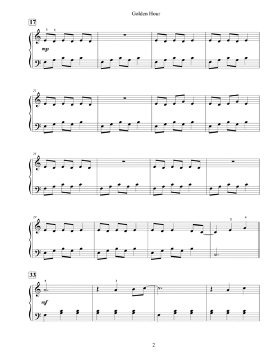 Golden Hour Easy Piano scores gallery preview page 2
