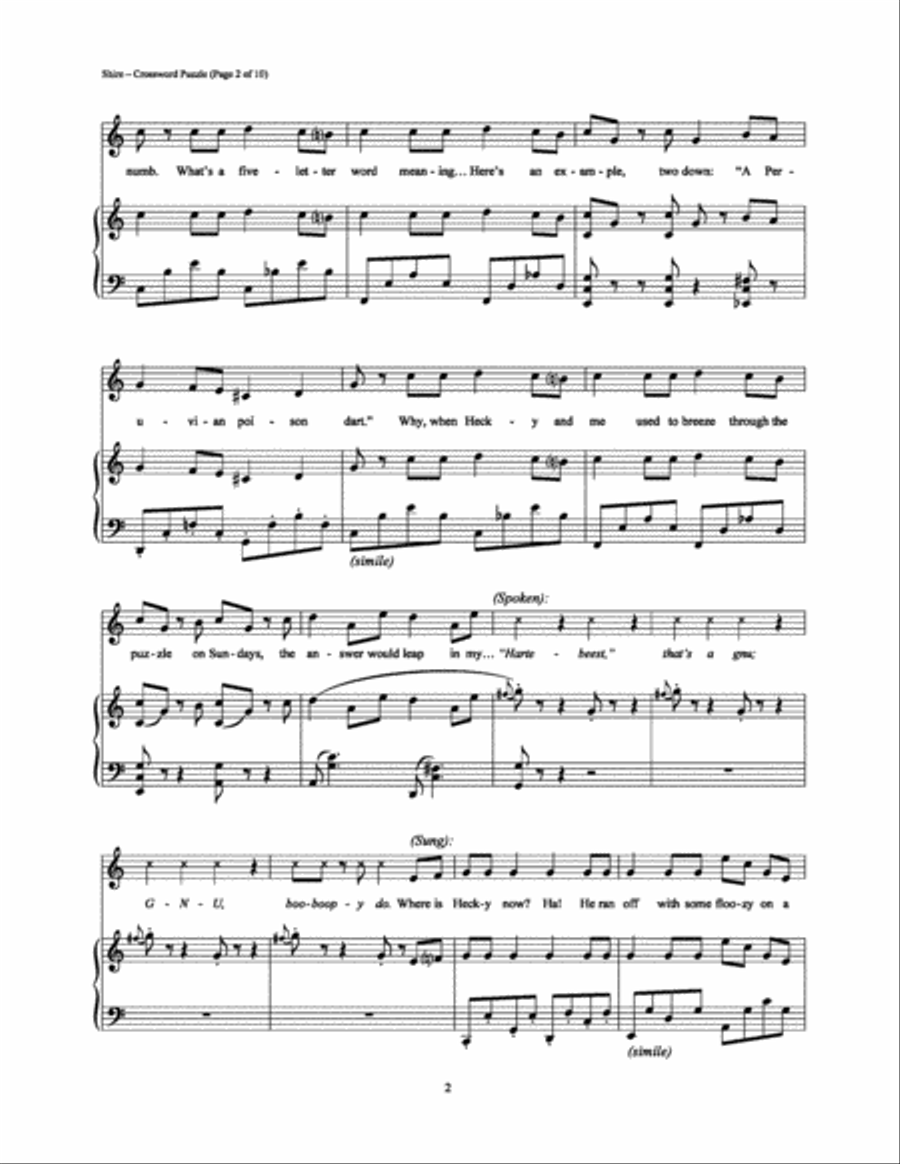 Crossword Puzzle Piano, Vocal, Guitar scores gallery preview page 2