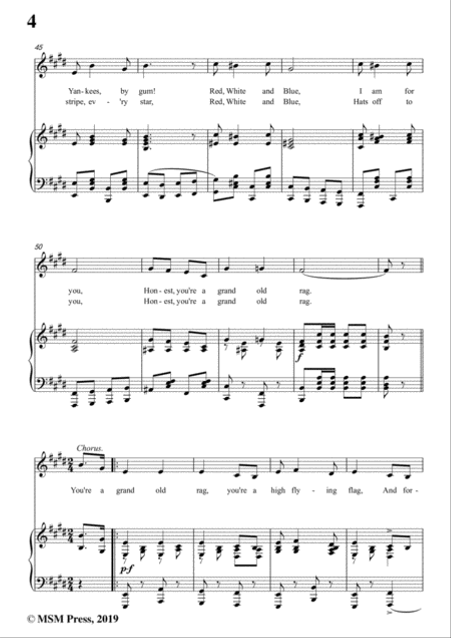 George M. Cohan-You're A Grand Old Rag,in E Major,for Voice&Piano Voice scores gallery preview page 6