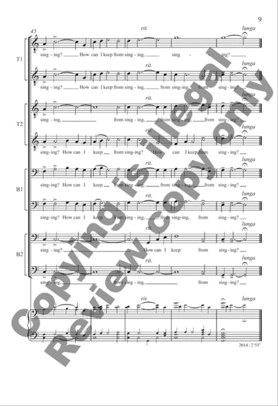 How Can I Keep From Singing? TTBB scores gallery preview page 9