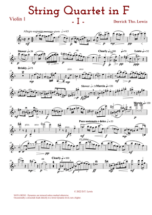 String Quartet in F First Movement