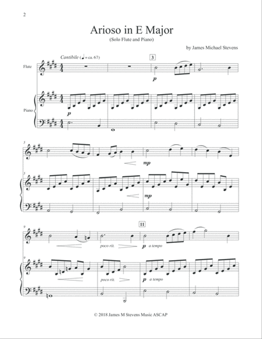 Arioso in E Major - Flute & Piano Flute Solo scores gallery preview page 2