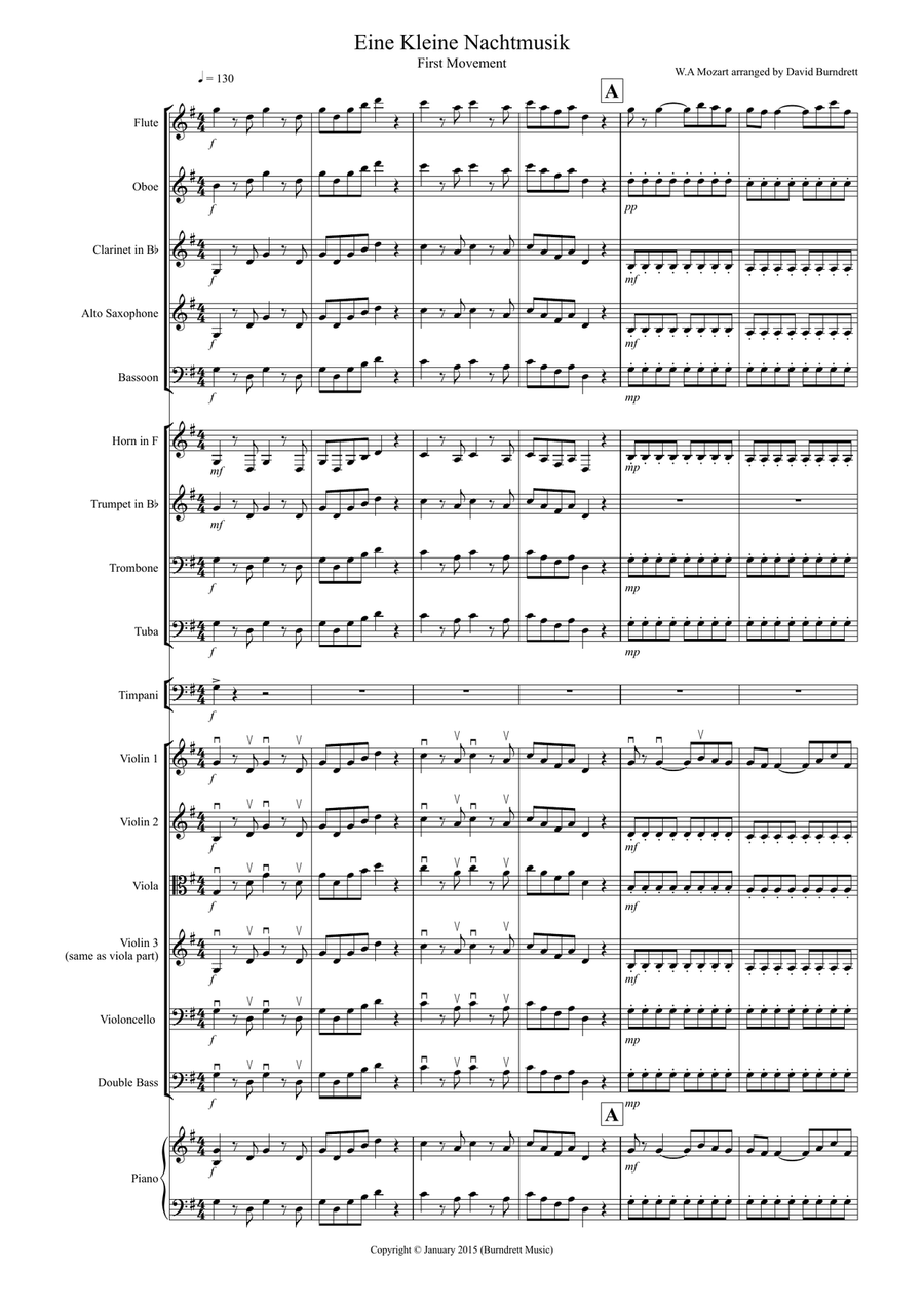 Eine Kleine Nachtmusik (1st movement) for School Orchestra Full Orchestra scores gallery preview page 1