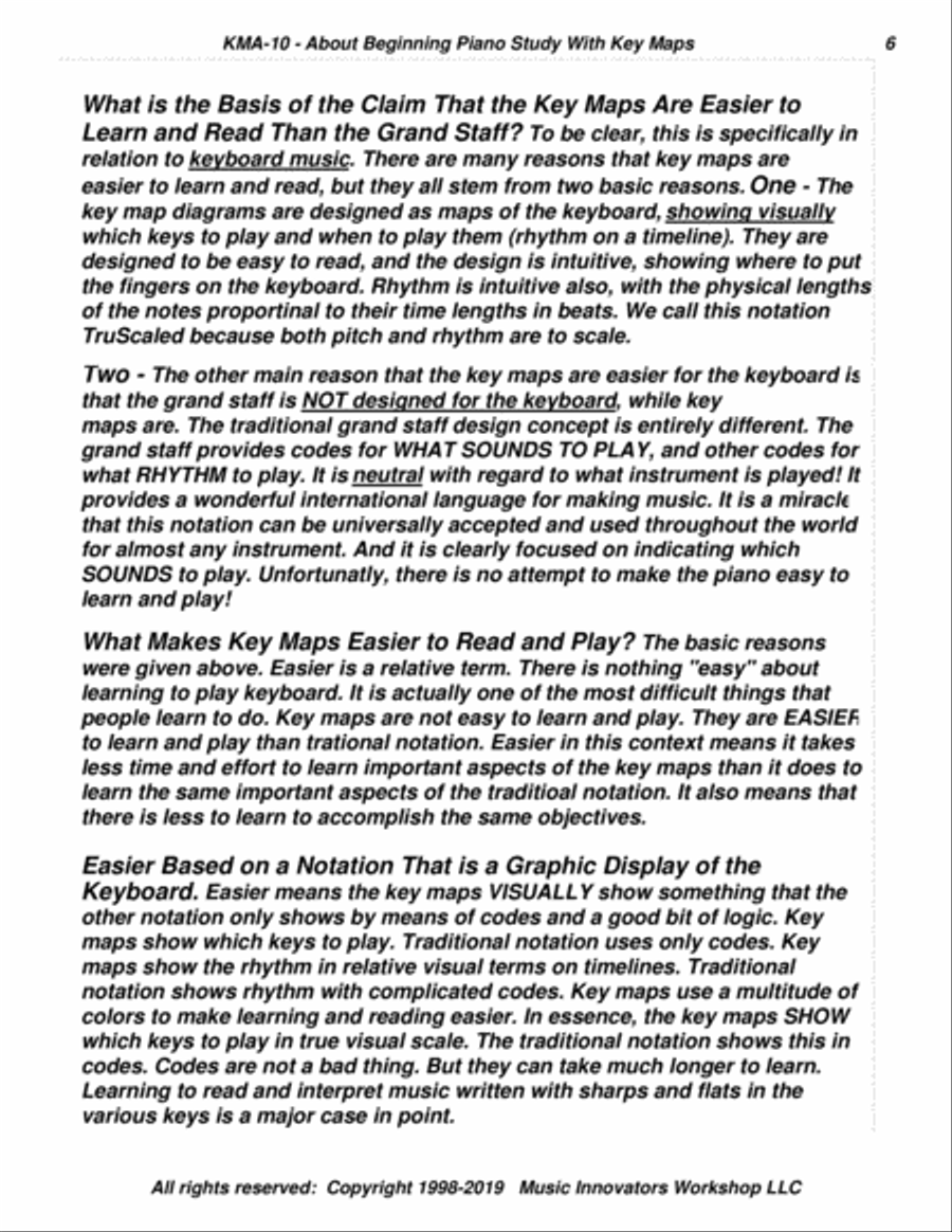KMA-10 - About Beginning Piano Study With Key Maps Piano Method scores gallery preview page 6