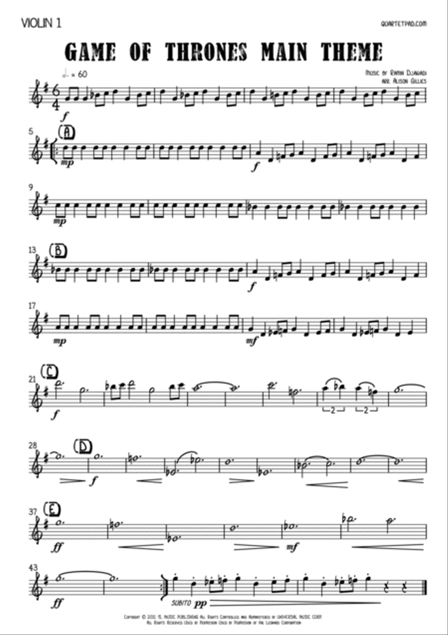 Game Of Thrones Violin scores gallery preview page 4