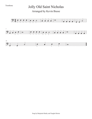 Jolly Old St. Nicholas (Easy key of C) Trombone