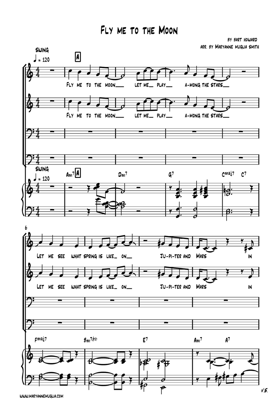 Fly Me To The Moon (in Other Words) 4-Part scores gallery preview page 1
