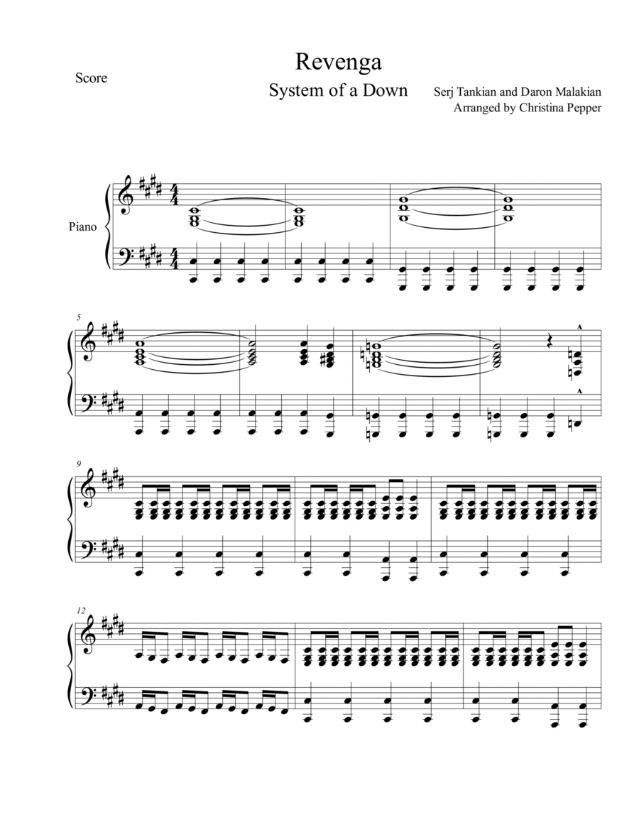 Revenga Piano Solo scores gallery preview page 1
