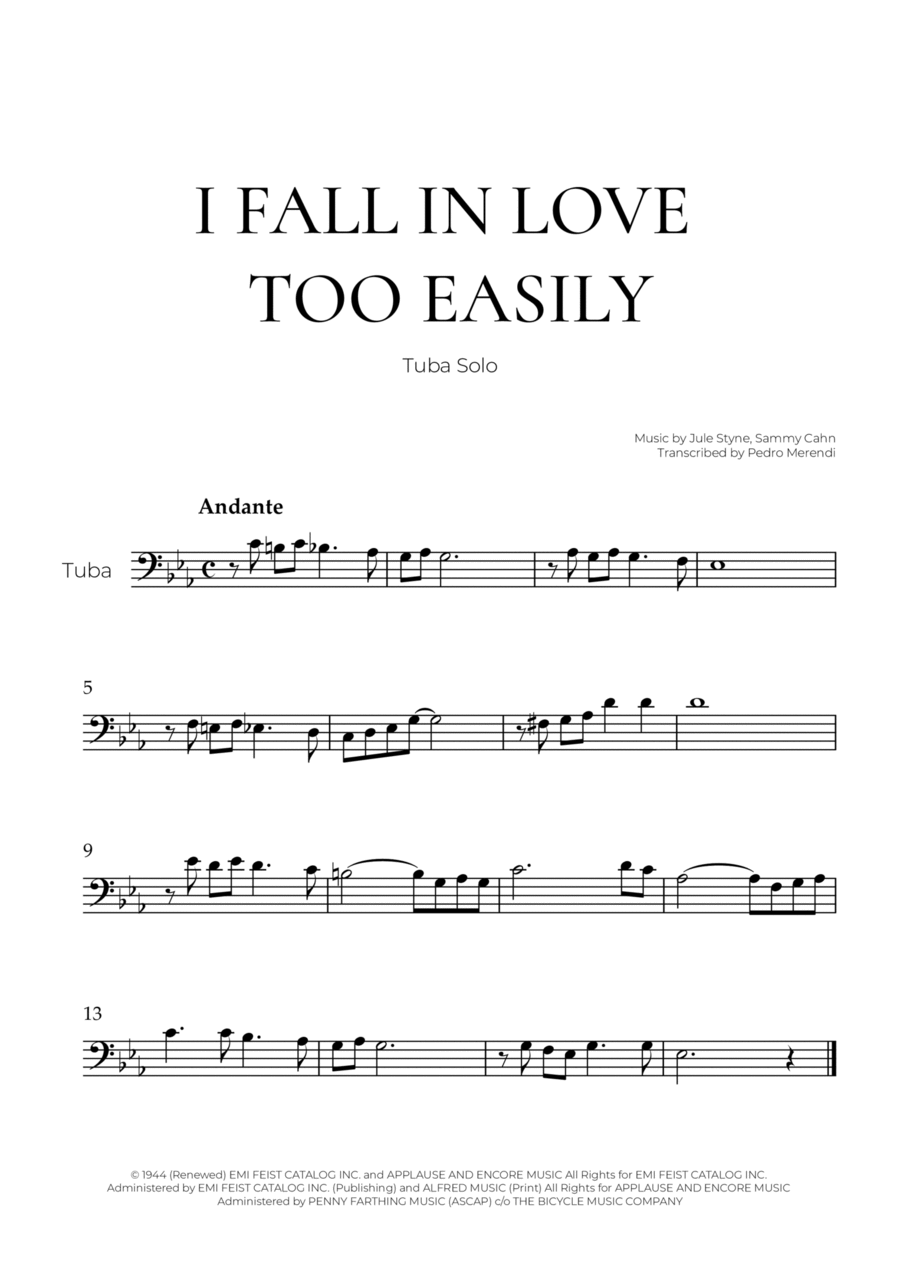 I Fall In Love Too Easily Tuba scores gallery preview page 1