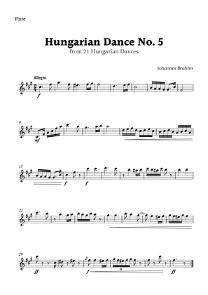 Hungarian Dance No. 5 by Brahms for Flute Solo