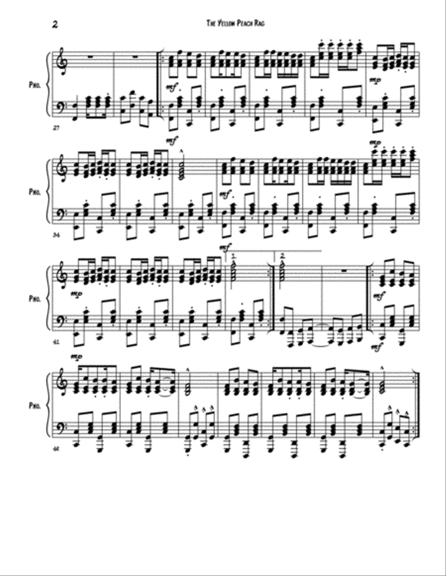 The Yellow Peach Rag The Yellow Peach Rag Piano Solo scores gallery preview page 2