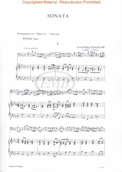 Sonata in E flat Major for Bassoon or Violoncello and Basso Continuo