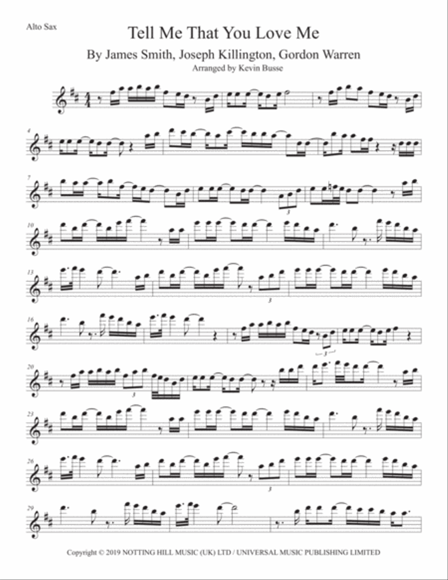 Tell Me That You Love Me Alto Saxophone scores gallery preview page 1