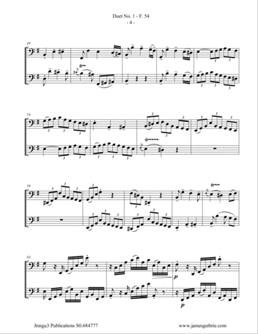 WF Bach: The Six Duets Complete for Cello Duo String Duet scores gallery preview page 4