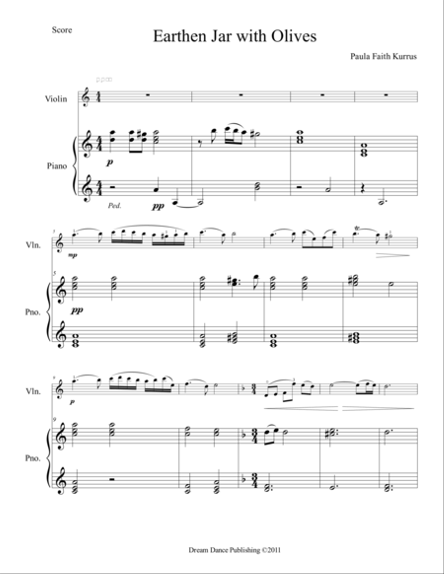 Earthen Jar with Olives (violin & piano score) Violin Solo scores gallery preview page 1