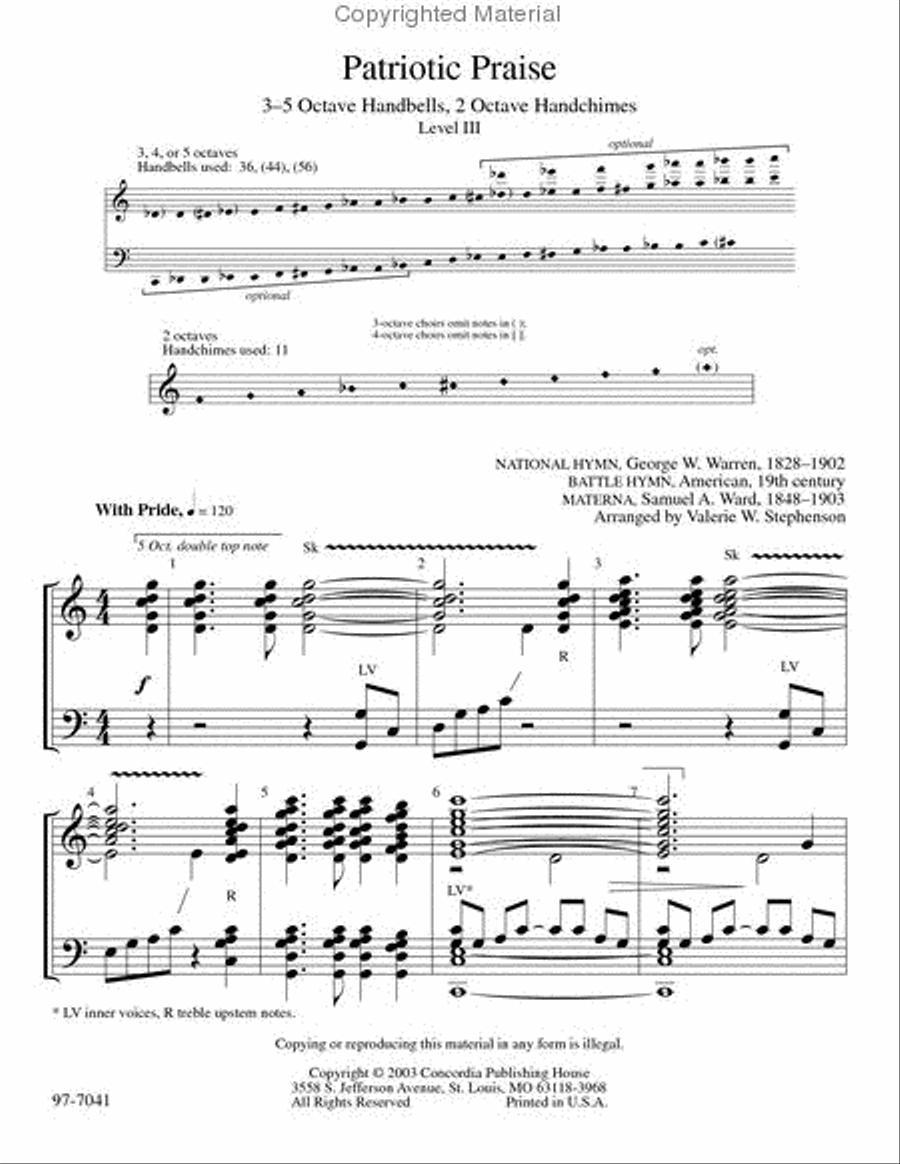 Patriotic Praise Handbell Choir scores gallery preview page 2