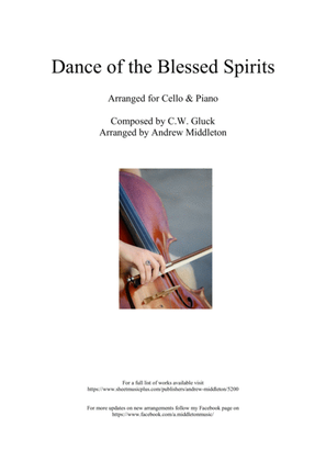 Dance of the Blessed Spirits arranged for Cello and Piano