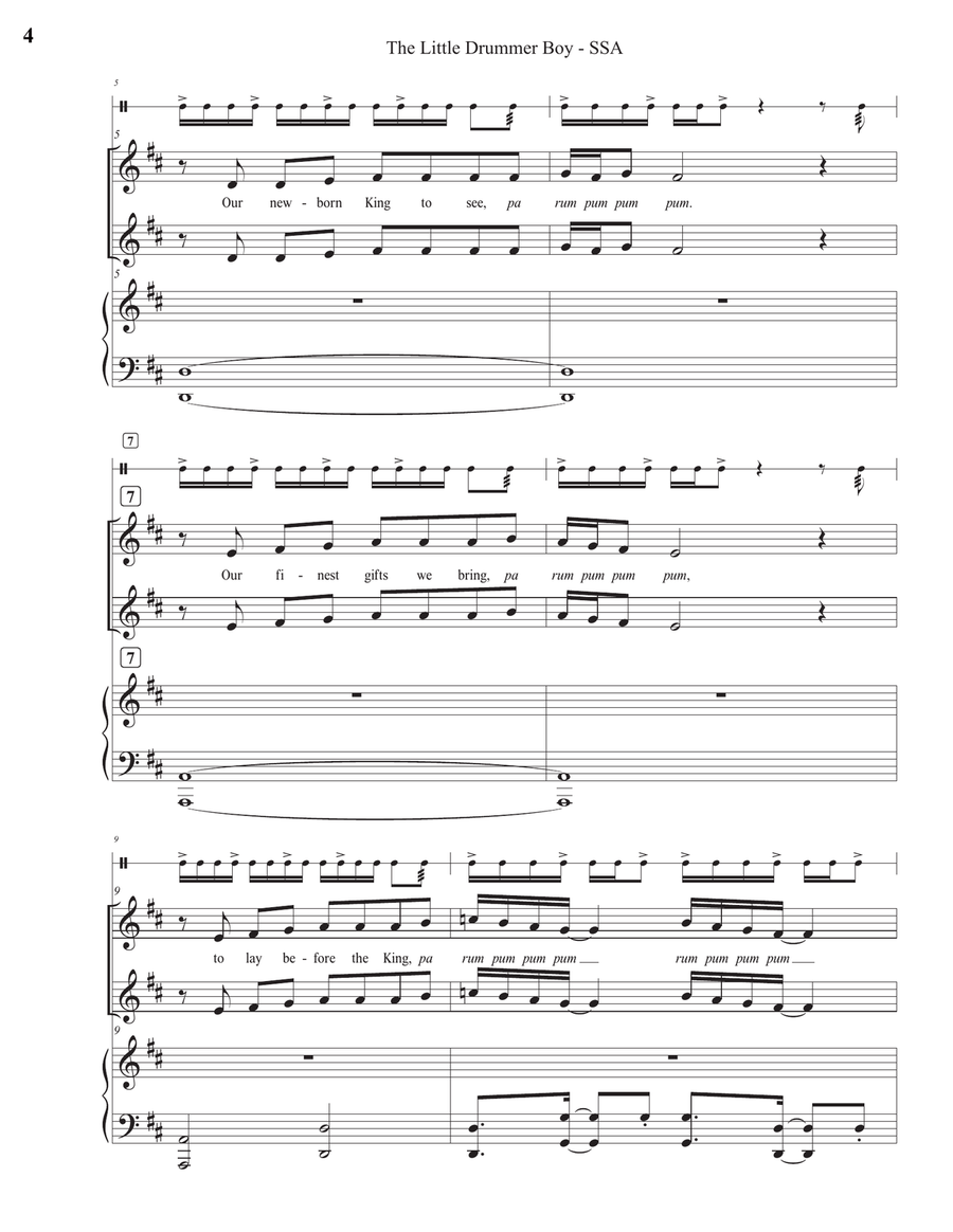 The Little Drummer Boy SSA scores gallery preview page 4