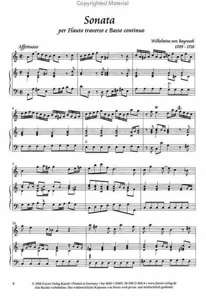 Sonata per Flauto traverso e Basso continuo