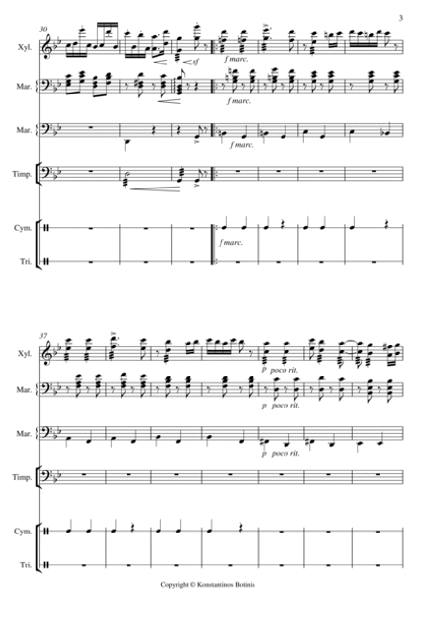 J.Brahms Hungarian Dance No5 for percussion quintet Percussion scores gallery preview page 3