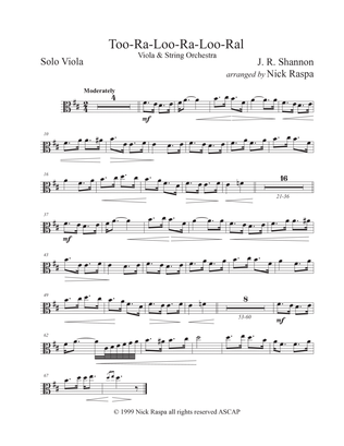Too-ra-loo-ra-loo-ral, That's an Irish Lullaby (Viola & String Orchestra) Solo Viola part
