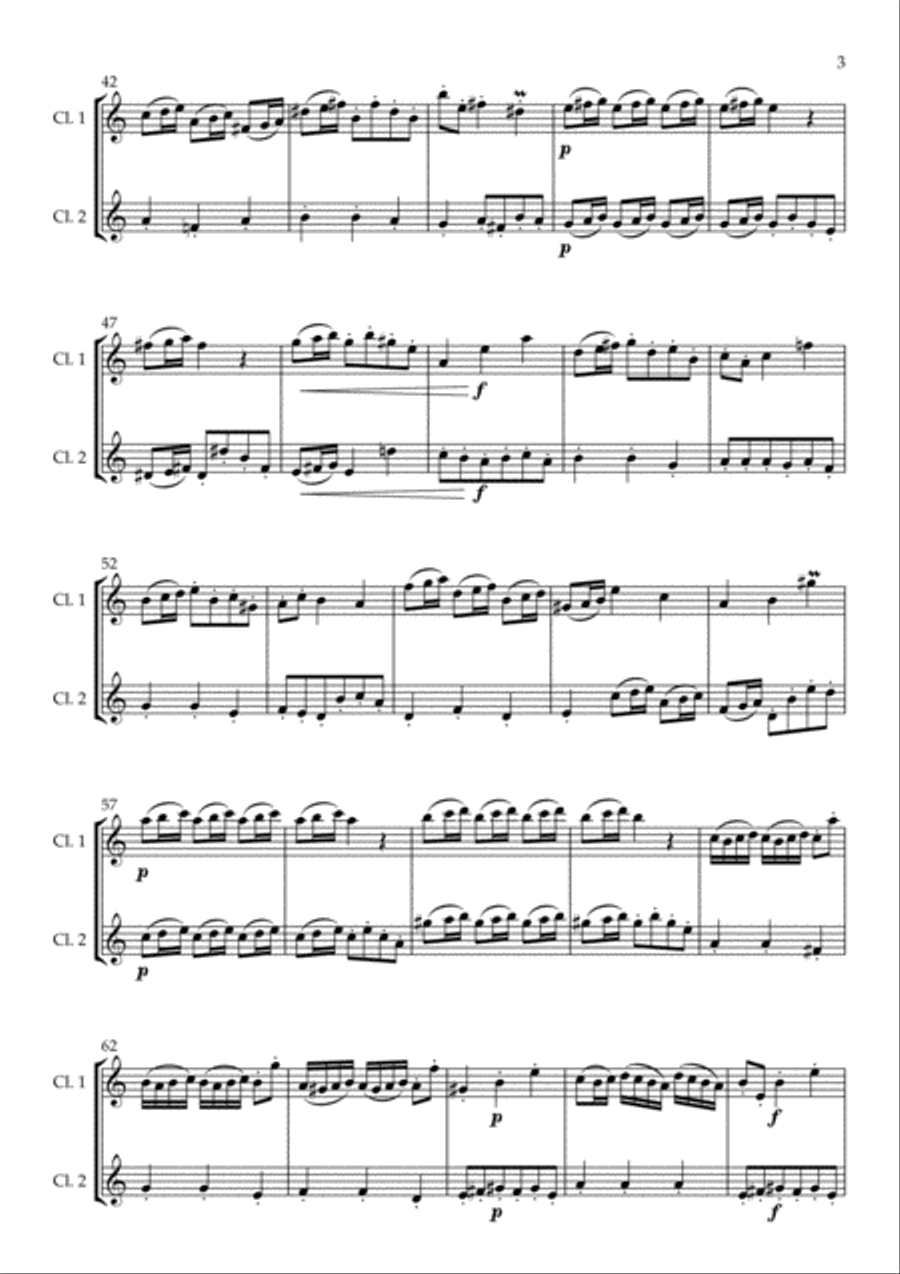 Fantasia in A Minor arranged for Clarinet Duet Clarinet Duet scores gallery preview page 5