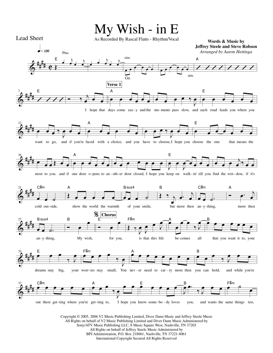 My Wish Piano scores gallery preview page 1