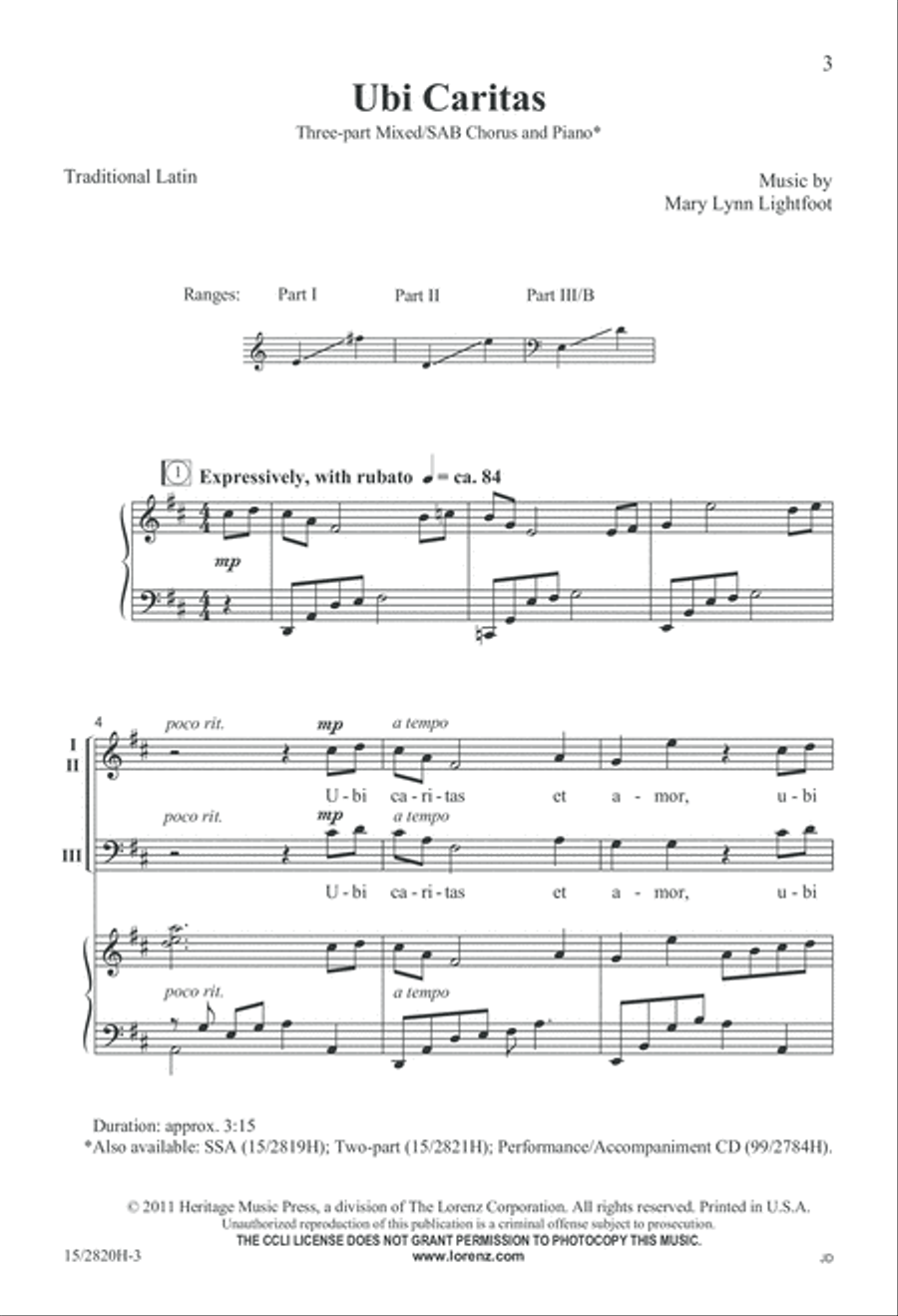 Ubi Caritas Ubi Caritas 3-Part scores gallery preview page 4