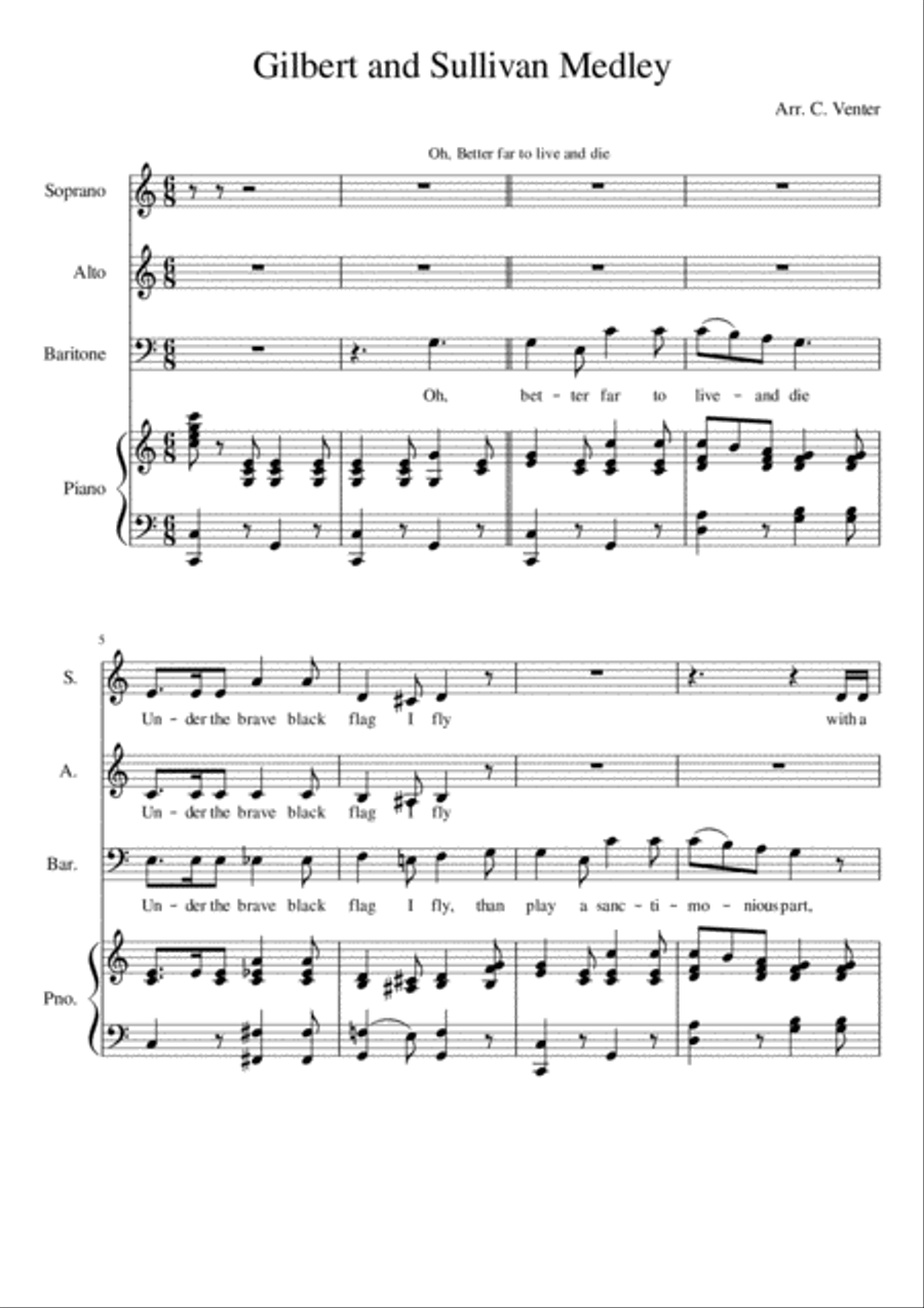 Gilbert and Sullivan Medley 3-Part scores gallery preview page 1