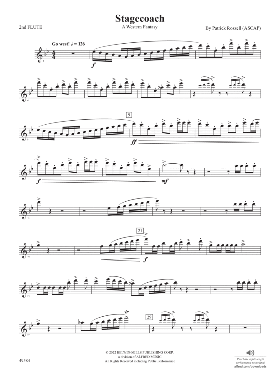 Stagecoach: 2nd Flute Stagecoach: 2nd Flute Concert Band scores gallery preview page 1