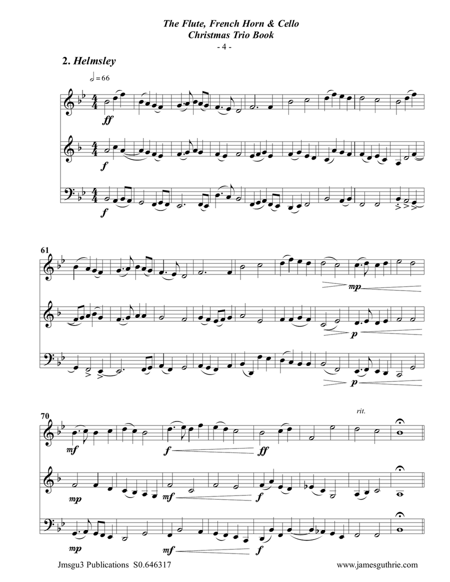 The Flute, French Horn & Cello Christmas Trio Book Small Ensemble scores gallery preview page 5