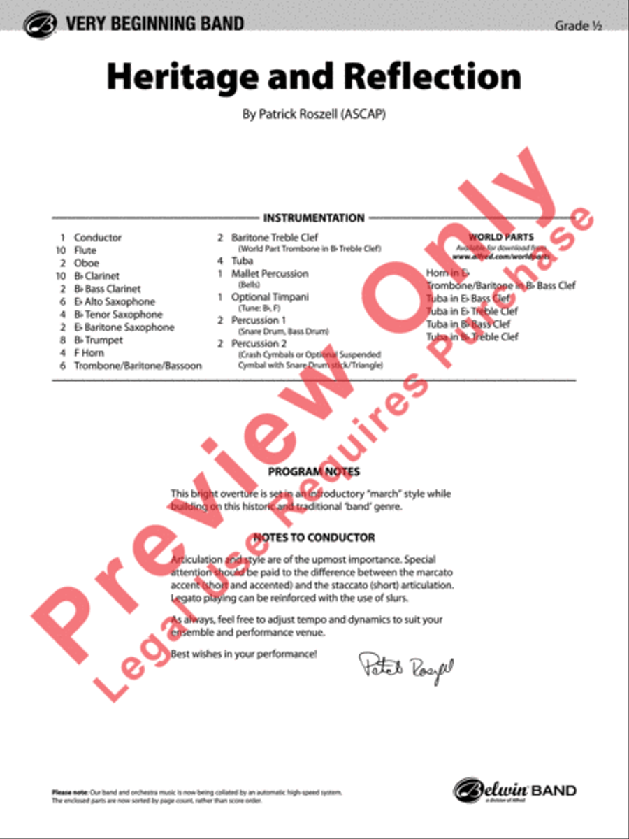 Heritage and Reflection Concert Band scores gallery preview page 2