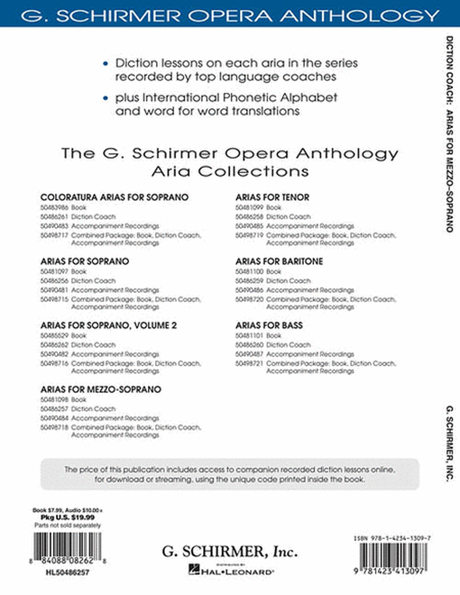 Diction Coach – G. Schirmer Opera Anthology (Arias for Mezzo-Soprano) image number null