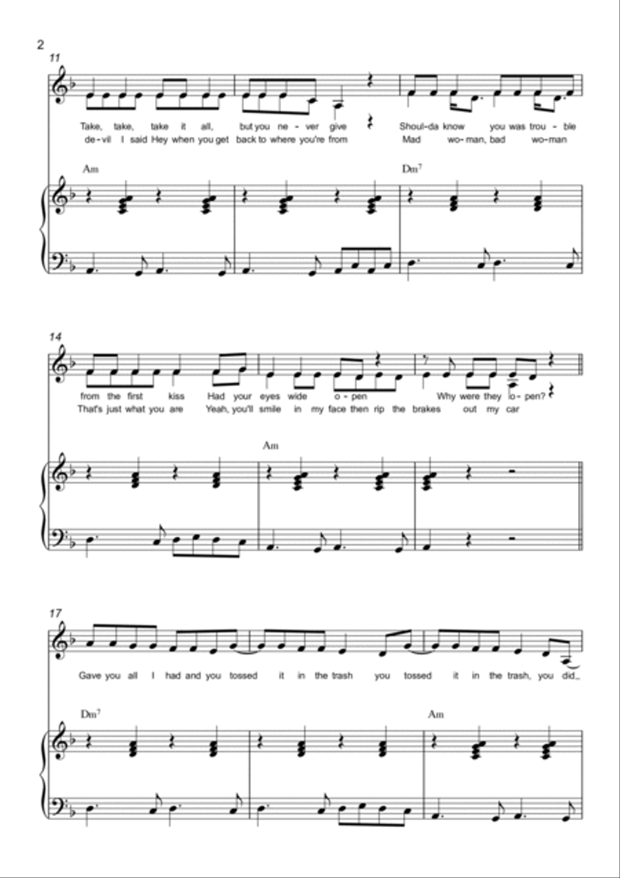 Catch A Grenade (hooligan's Mix) Piano, Vocal, Guitar scores gallery preview page 2