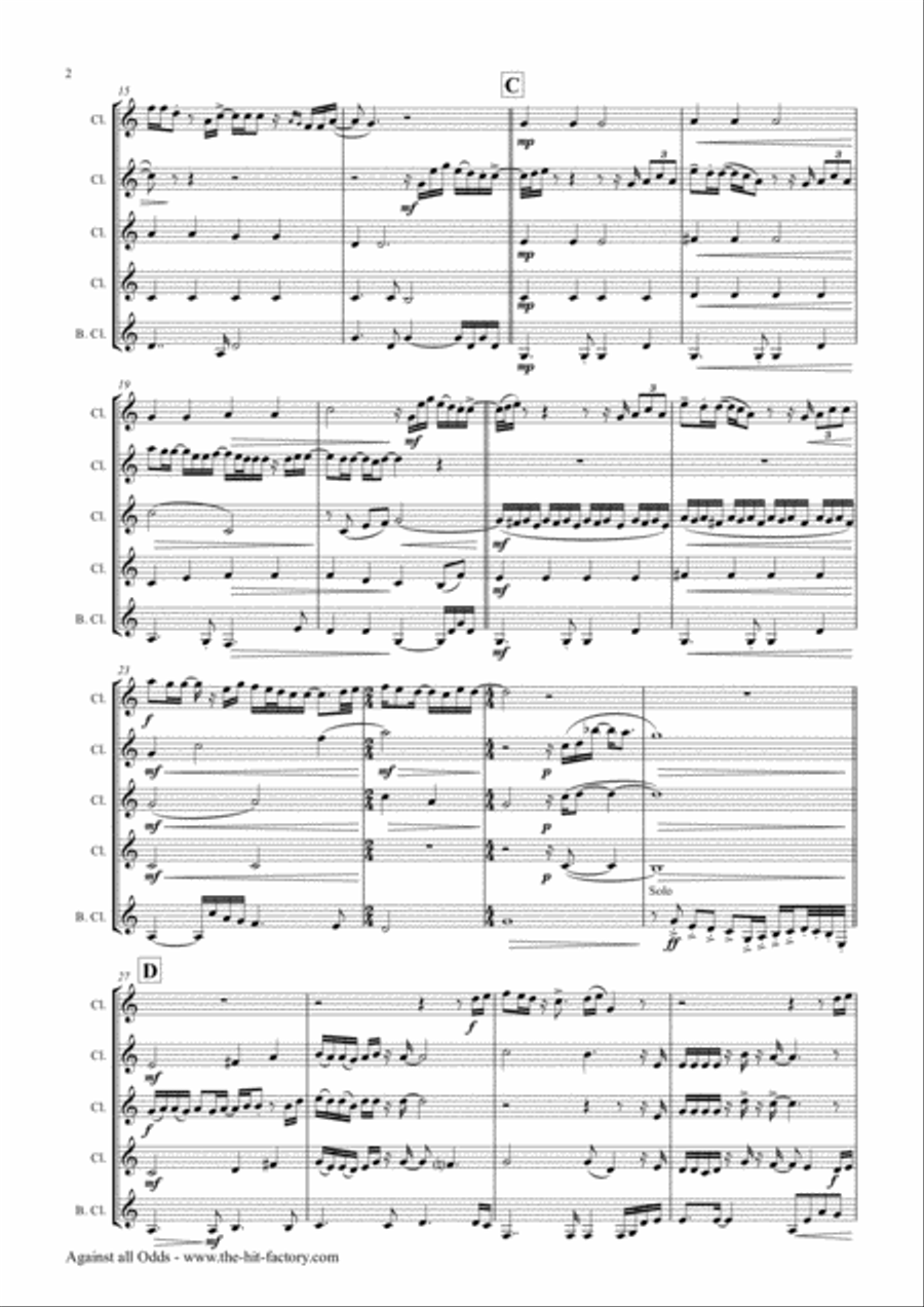 Against All Odds (take A Look At Me Now) Woodwind Ensemble scores gallery preview page 2