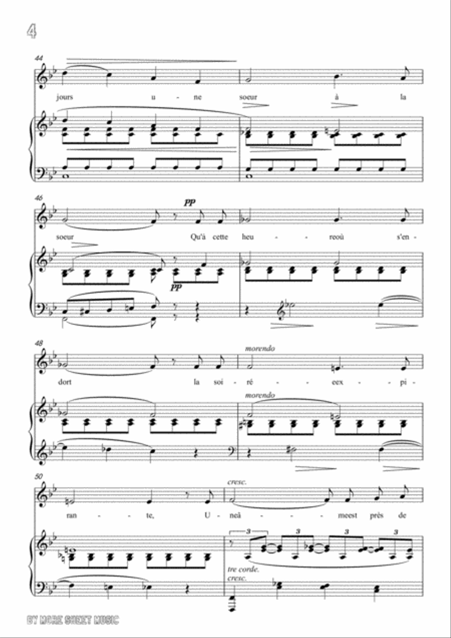 Saint-Saëns-La cloche in B flat Major,for Voice and Piano Voice Solo scores gallery preview page 6
