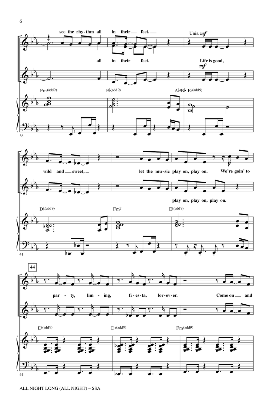 All Night Long (All Night) (arr. Mark Brymer) SSA scores gallery preview page 5
