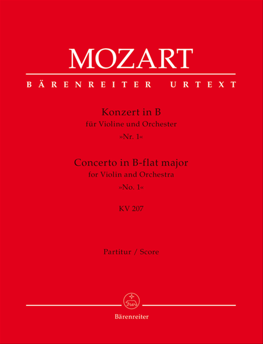 Concerto for Violin and Orchestra, No. 1 B flat major, KV 207 Orchestra scores gallery preview page 1